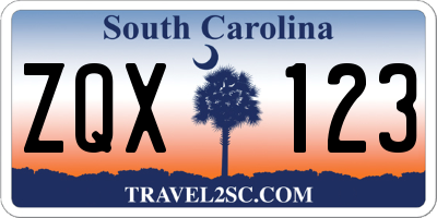 SC license plate ZQX123