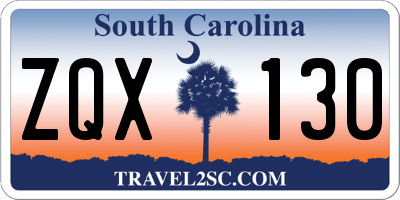 SC license plate ZQX130