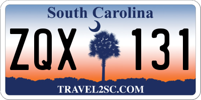 SC license plate ZQX131