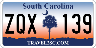 SC license plate ZQX139