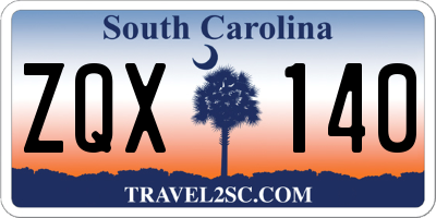 SC license plate ZQX140