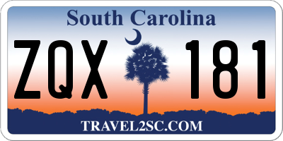 SC license plate ZQX181