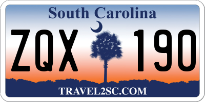 SC license plate ZQX190