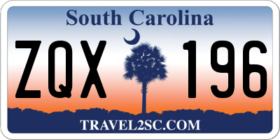 SC license plate ZQX196