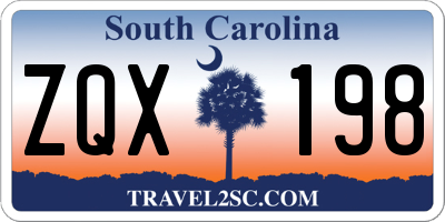 SC license plate ZQX198