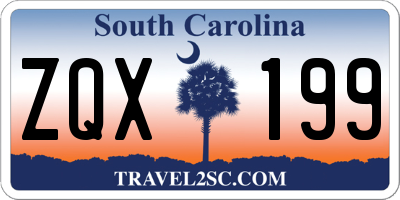 SC license plate ZQX199