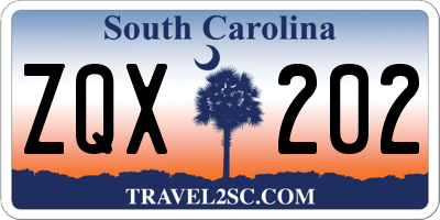SC license plate ZQX202
