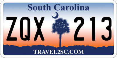 SC license plate ZQX213