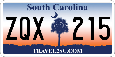 SC license plate ZQX215