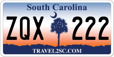 SC license plate ZQX222