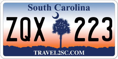 SC license plate ZQX223