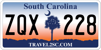 SC license plate ZQX228