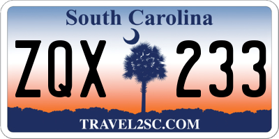SC license plate ZQX233