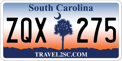 SC license plate ZQX275