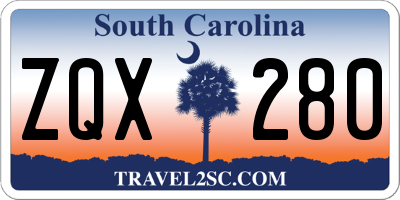 SC license plate ZQX280