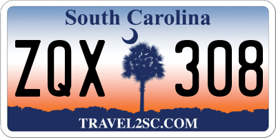 SC license plate ZQX308
