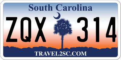 SC license plate ZQX314