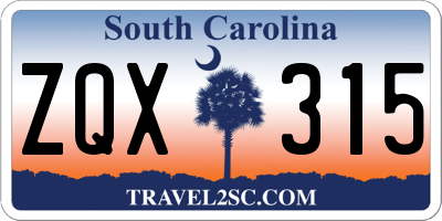 SC license plate ZQX315