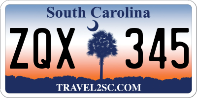SC license plate ZQX345