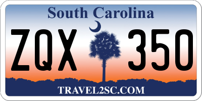 SC license plate ZQX350