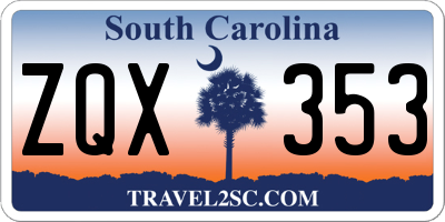 SC license plate ZQX353