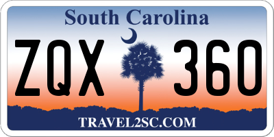 SC license plate ZQX360