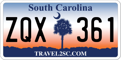 SC license plate ZQX361