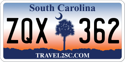 SC license plate ZQX362