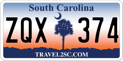 SC license plate ZQX374