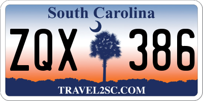 SC license plate ZQX386