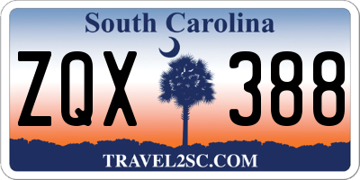 SC license plate ZQX388