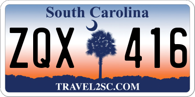 SC license plate ZQX416