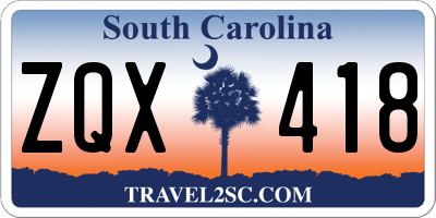 SC license plate ZQX418