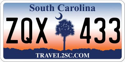 SC license plate ZQX433