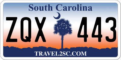 SC license plate ZQX443