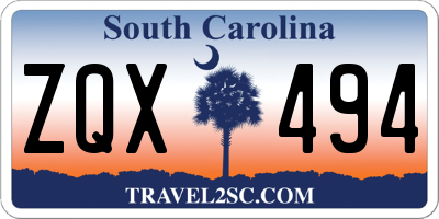 SC license plate ZQX494
