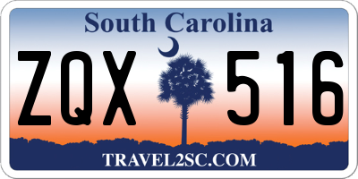 SC license plate ZQX516