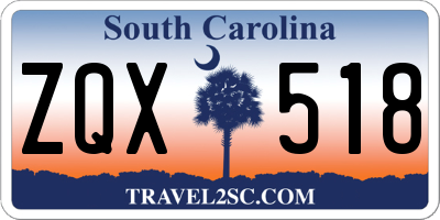 SC license plate ZQX518