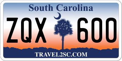 SC license plate ZQX600