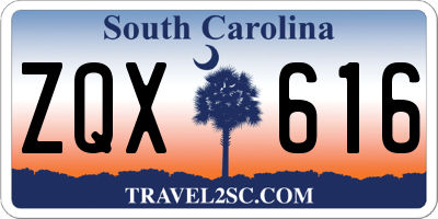 SC license plate ZQX616