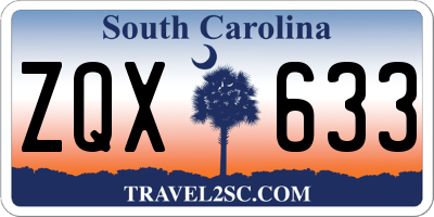 SC license plate ZQX633