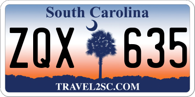 SC license plate ZQX635