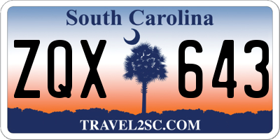 SC license plate ZQX643