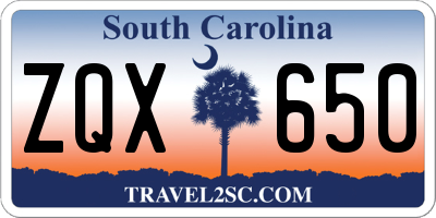 SC license plate ZQX650