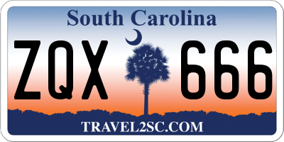 SC license plate ZQX666