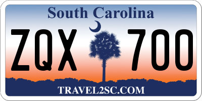 SC license plate ZQX700