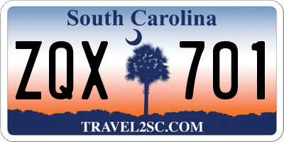 SC license plate ZQX701