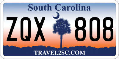 SC license plate ZQX808