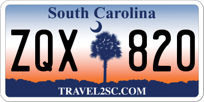 SC license plate ZQX820