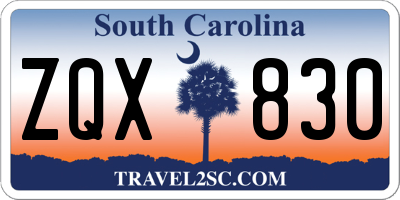 SC license plate ZQX830